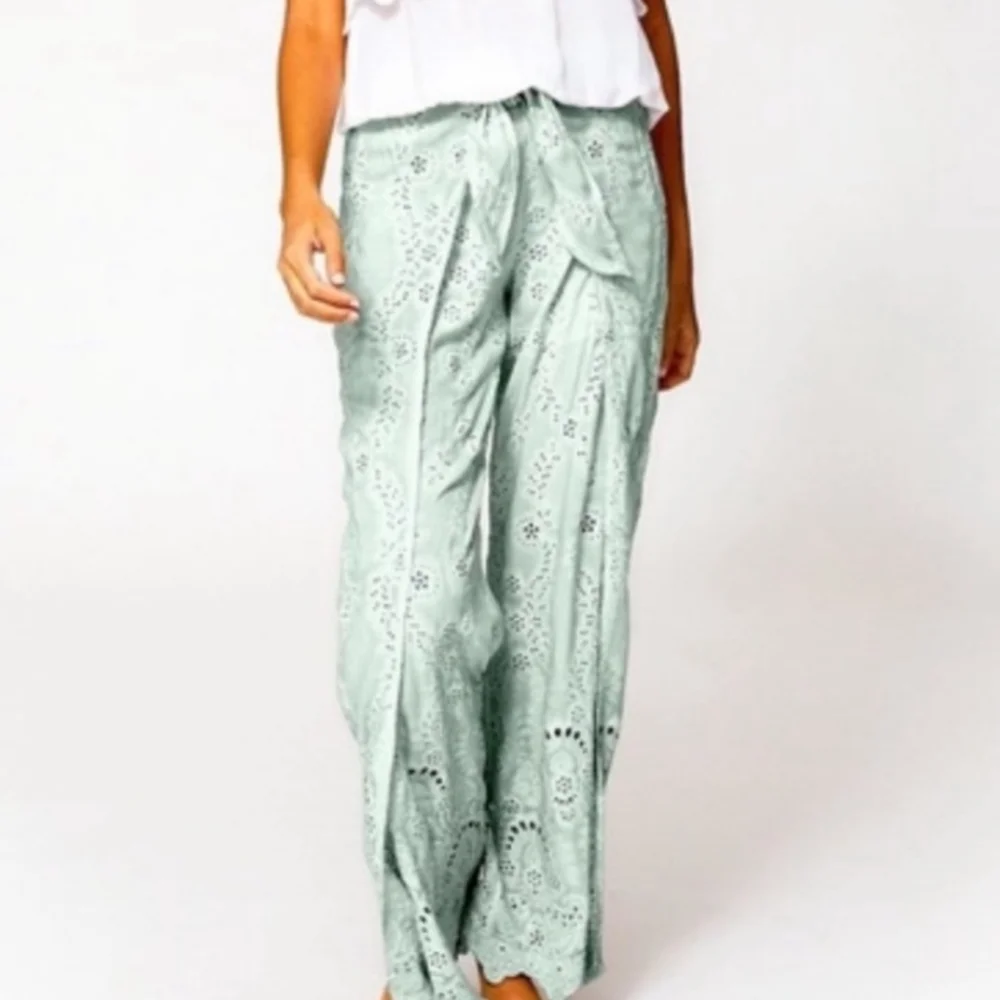 Young Fabulous & Broke Mint Eyelet Wide Leg Pants - Picture 12 of 12